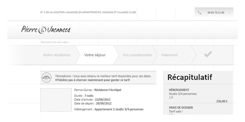 UX réservation de vacances